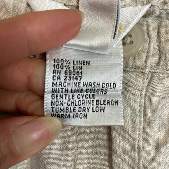 Talbots cream colored pull on Irish  linen cropped wide leg pants Sz M - Picture 7 of 13